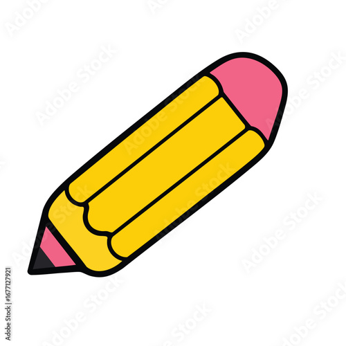 A yellow pencil with a pink eraser school icon