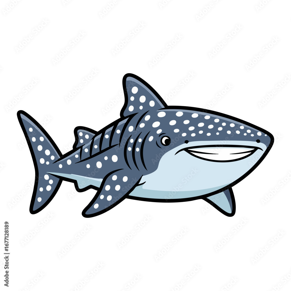 Fototapeta premium Whale shark cartoon vector illustration 