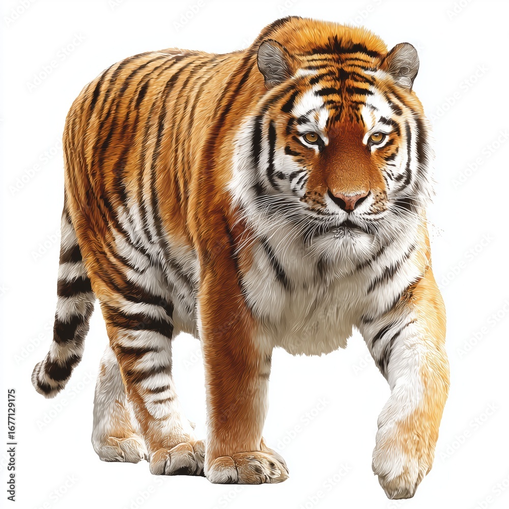 Obraz premium Majestic Tiger Portrait - Detailed Wildlife Art , isolated on white background png