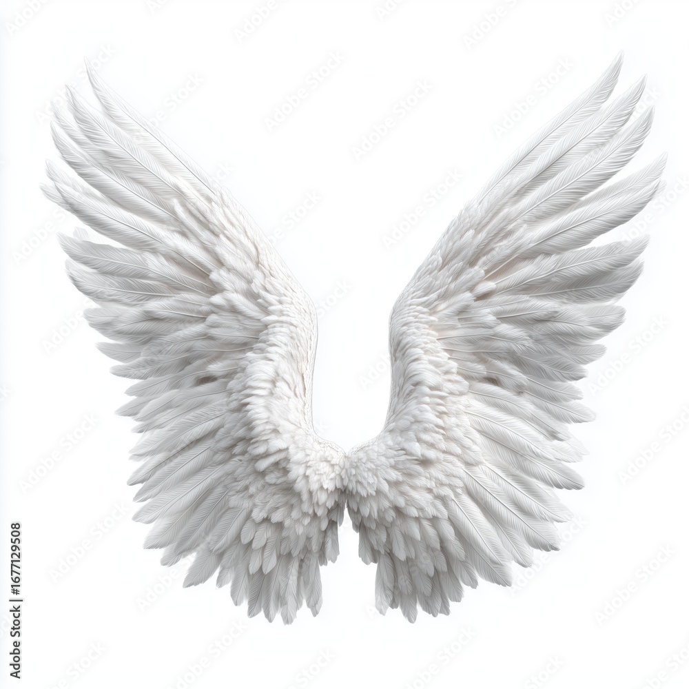 Fototapeta premium Pair of Majestic White Angel Wings , isolated on white background png