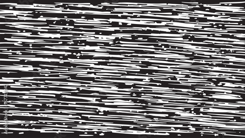 Dense vector background of white parallel scratch lines covering a black surface, symbolizing static noise, chaos, and texture.