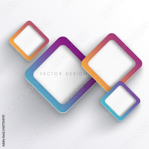 Vector Abstract Background or Banner Design with Overlapping Colorful Gradient Framed Rounded Diamond Shapes