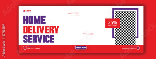 Modern home delivery service with a friendly courier and a discount offer