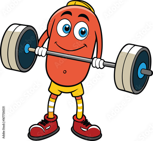 Barbell hand drawn line illustration transparent background