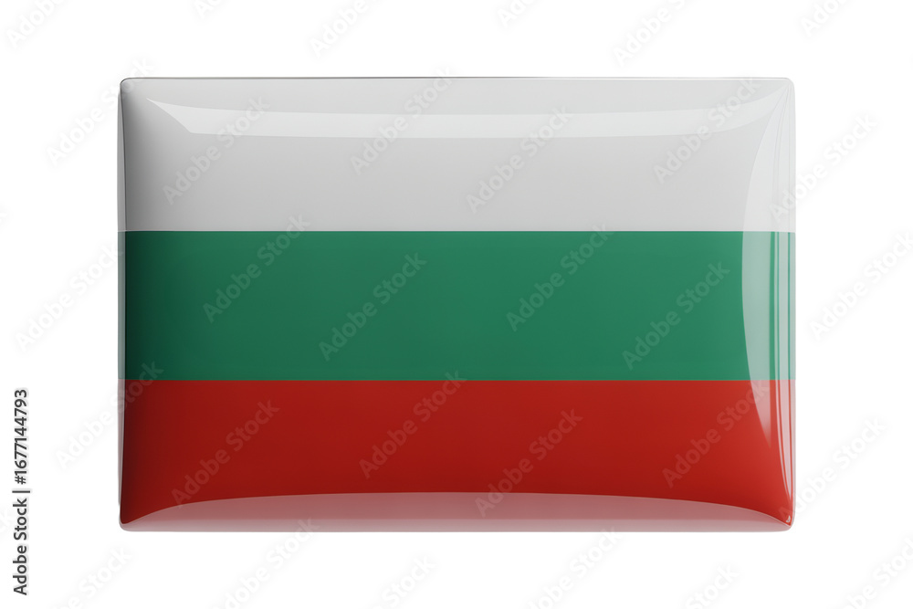 Fototapeta premium Bulgarian flag&nbsp;emblem badge&nbsp;in a glossy, rectangular design with vibrant colors, perfect for national themes and projects