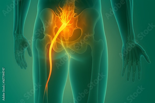 Medical Illustration of Sciatic Nerve Inflammation