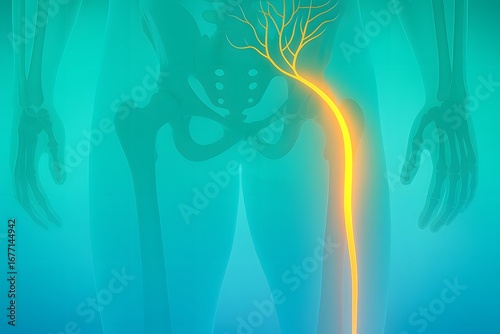 Medical Illustration of Sciatic Nerve Inflammation