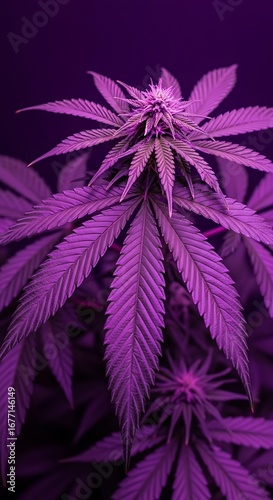 Close-up of a vibrant purple cannabis plant