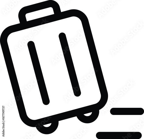 a line art icon of a wheeled travel bag