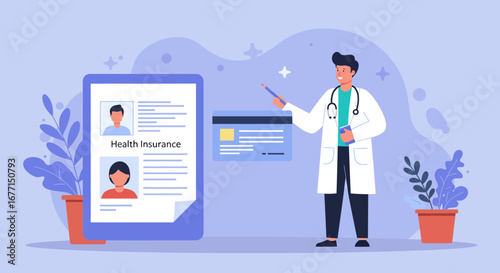 Doctor explaining health insurance benefits and payment options for patients