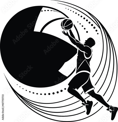 Vector cartoon illustration of a hockey player silhouette, and a baseball player silhouette