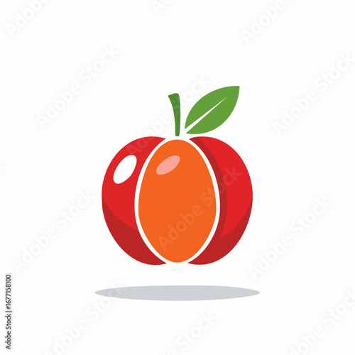 Stylized Apple and Orange Hybrid Icon Design for Fruit or Agriculture Business