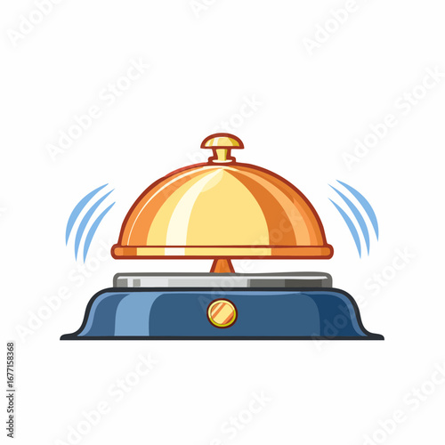 Cartoon bell ringing to attract attention with sound waves
