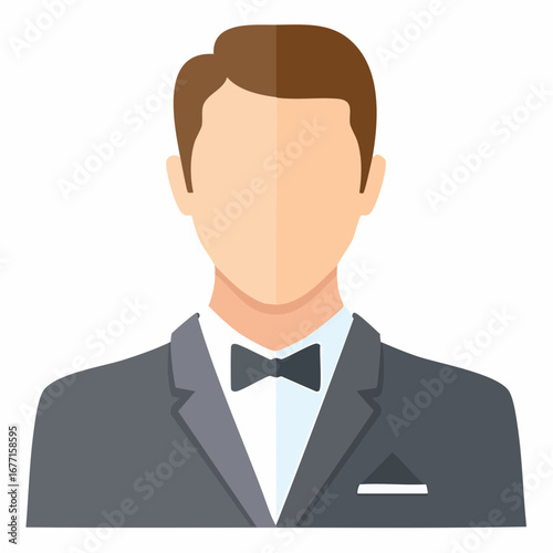Illustration of a Faceless Man Wearing a Suit and Bowtie Depicting Elegance