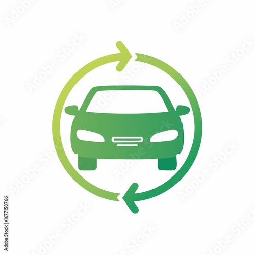 Green car symbol with circular arrow indicating auto refresh or exchange service