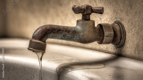 Worn-out faucet valve leaking water pooling on porcelain sink highlighting critical plumbing repair necessity