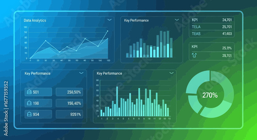 Modern Style Data Analysis and Key Performance Indicator Dashboard Interface