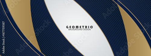 Abstract template dark blue curve shape. Premium luxury background with curve shape and gold lighting lines on background white. suit for bussines and banners contens,website,eps10