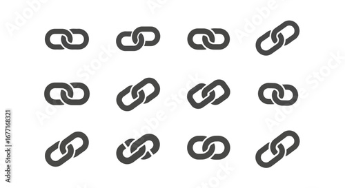 Vector illustration of collection of chain link icons