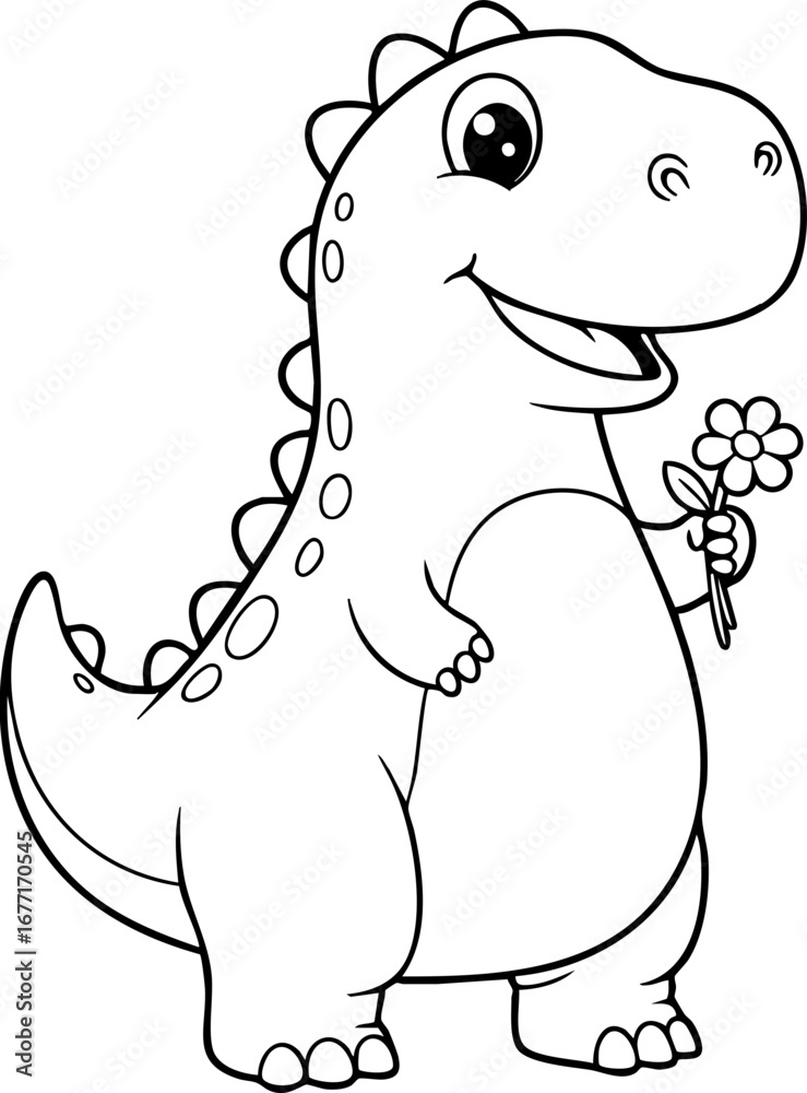 Fototapeta premium Dinosaur with a Flower