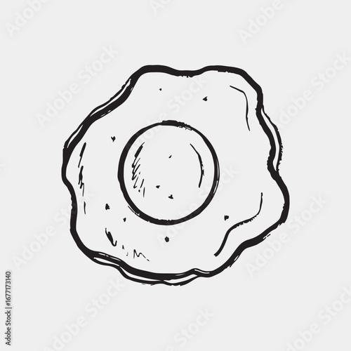 Fried eggs design. breakfast, prepared egg, meal in brush stroke texture isolated on white. Hand drawn vector sketch illustration in vintage charcoal ink. Menu design, print, food, cafe design