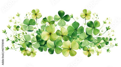 Title: Happy Patricks Day Greeting Card with Festive Green Design on White Background