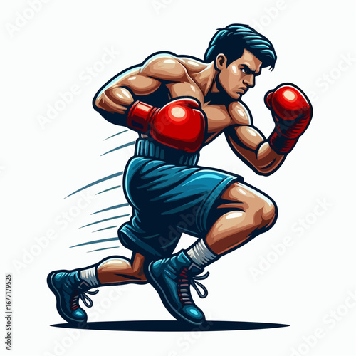 boxing player in action vector illustration