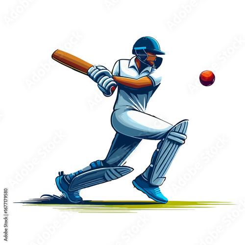 kriket player in action vector illustration