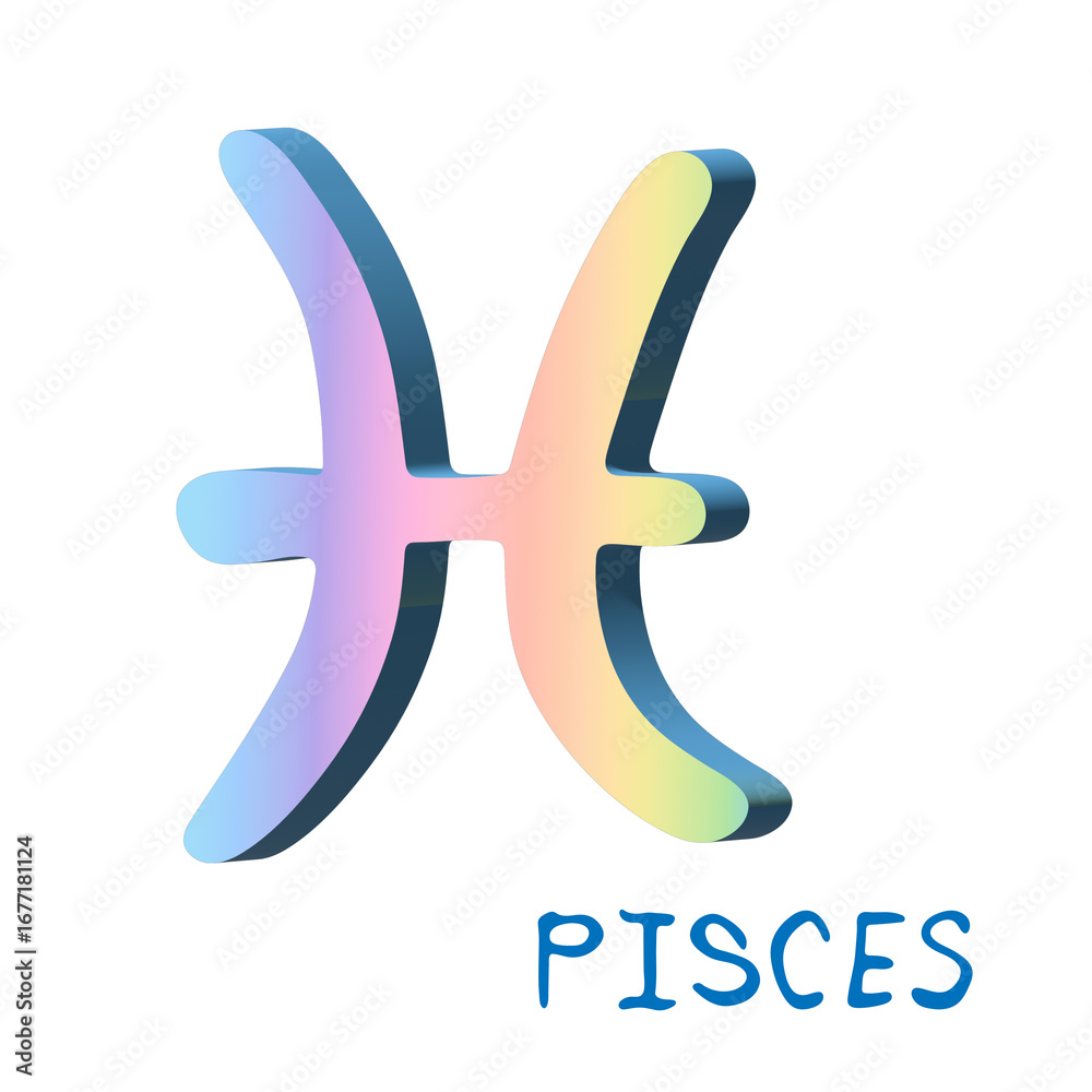 Fototapeta premium 3d pisces zodiac sign Astrology clipart Element for design