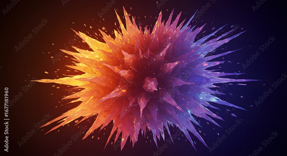 Obraz premium Abstract Colorful Explosion with Iridescent Shapes and Glowing Light