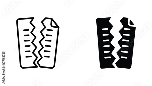 Broken File Icon set. Corrupted file symbol. Vector Illustration for web design. Isolated on white background.