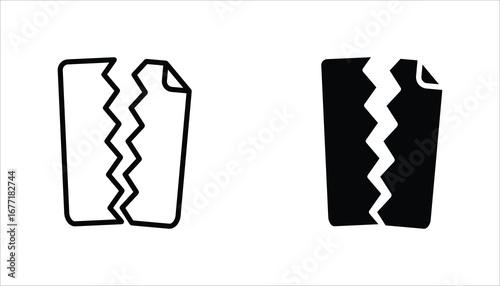 Broken File Icon set. Corrupted file symbol. Vector Illustration for web design. Isolated on white background.