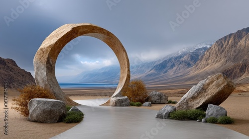 Exploring the Majestic Grandeur of a Large Stone Arch in the Natural Landscape