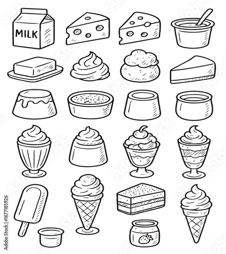 fast food icons set