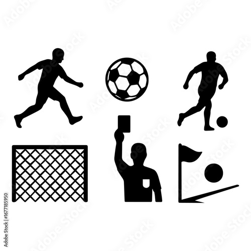 Soccer silhoutte- soccer related items.