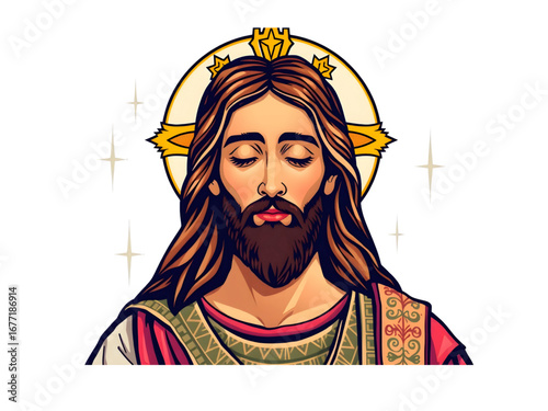 An Elegant and Timeless New Vector Style Jesus Christ Design, Showcasing a Minimalist Artistry on a Transparent Background for Easy Use.