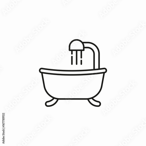 bathtub with faucet water icon sign vector