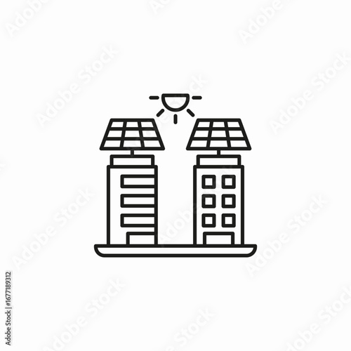 buildings with solar panels icon sign vector