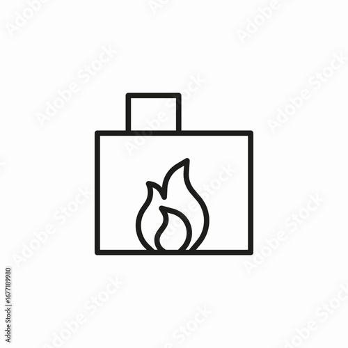 fireplace flame inside icon sign vector