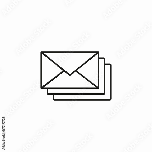 multiple envelopes stacked icon sign vector