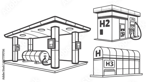 Illustration of hydrogen refueling station