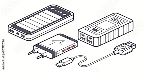 Illustration of power bank set for charging