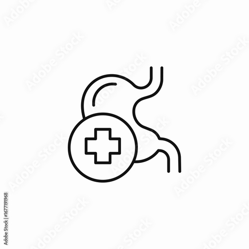 stomach with plus icon sign vector