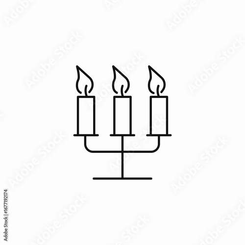 triple candle candelabra icon sign vector