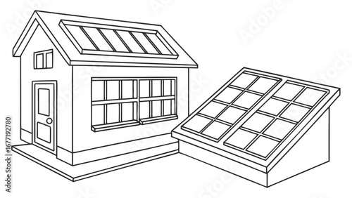 Vector art of house with solar panels