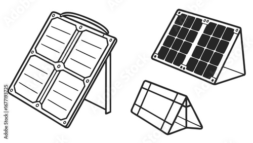 Vector art of portable solar panels
