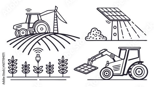 Vector art of smart agriculture and farming technology icons