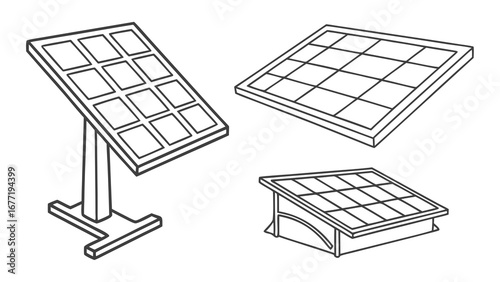 Vector art of solar panel outline illustration