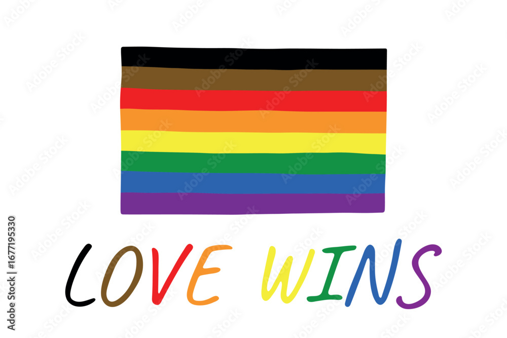 Obraz premium Colorful Gay pride flag Happy pride day LGBTQ community Pride Month Vector hand drawn doodle for posters, stickers, logo, cards