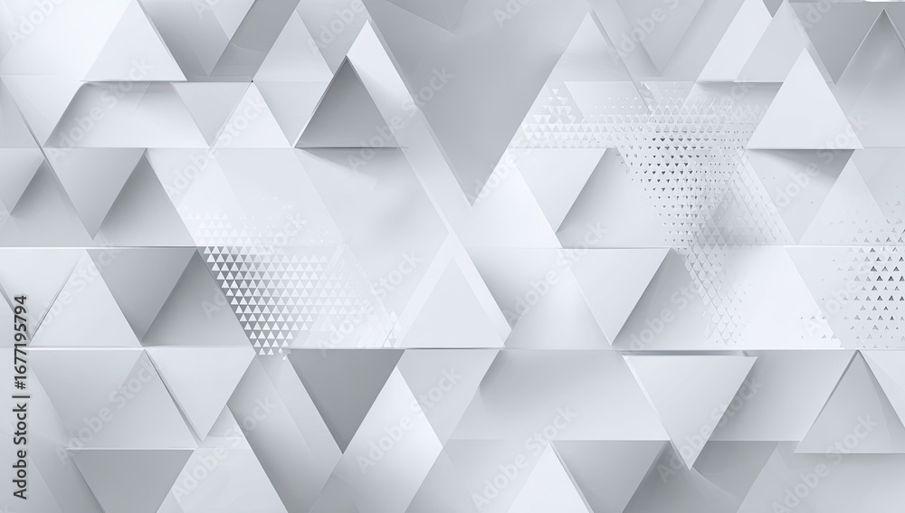 Fototapeta premium Abstract geometric pattern of overlapping light gray and white triangles